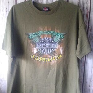 Harley Davidson Green Jamaica S/S Double Sided Graphic T-Shirt Size 2XL